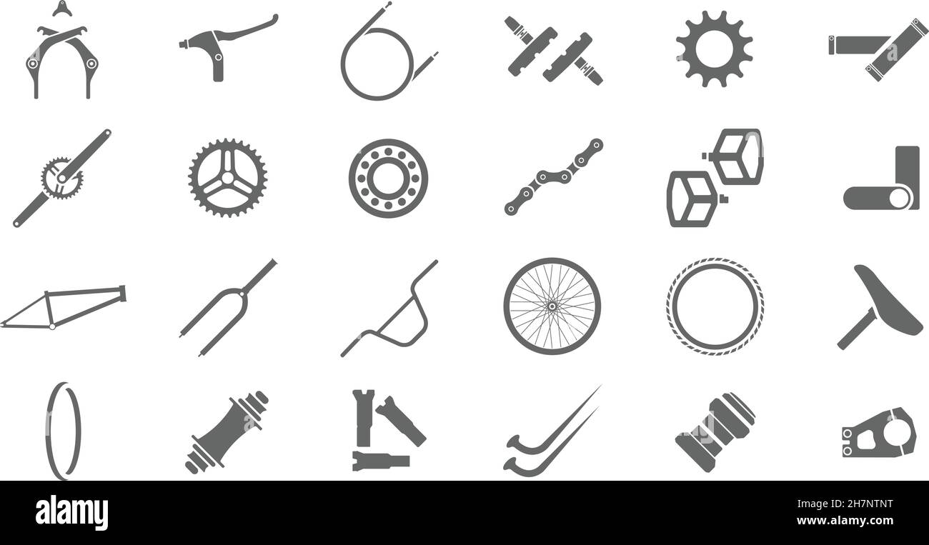 Bmx parts icons for catalog or e-shop menu. Vector bicycle components. Stock Vector