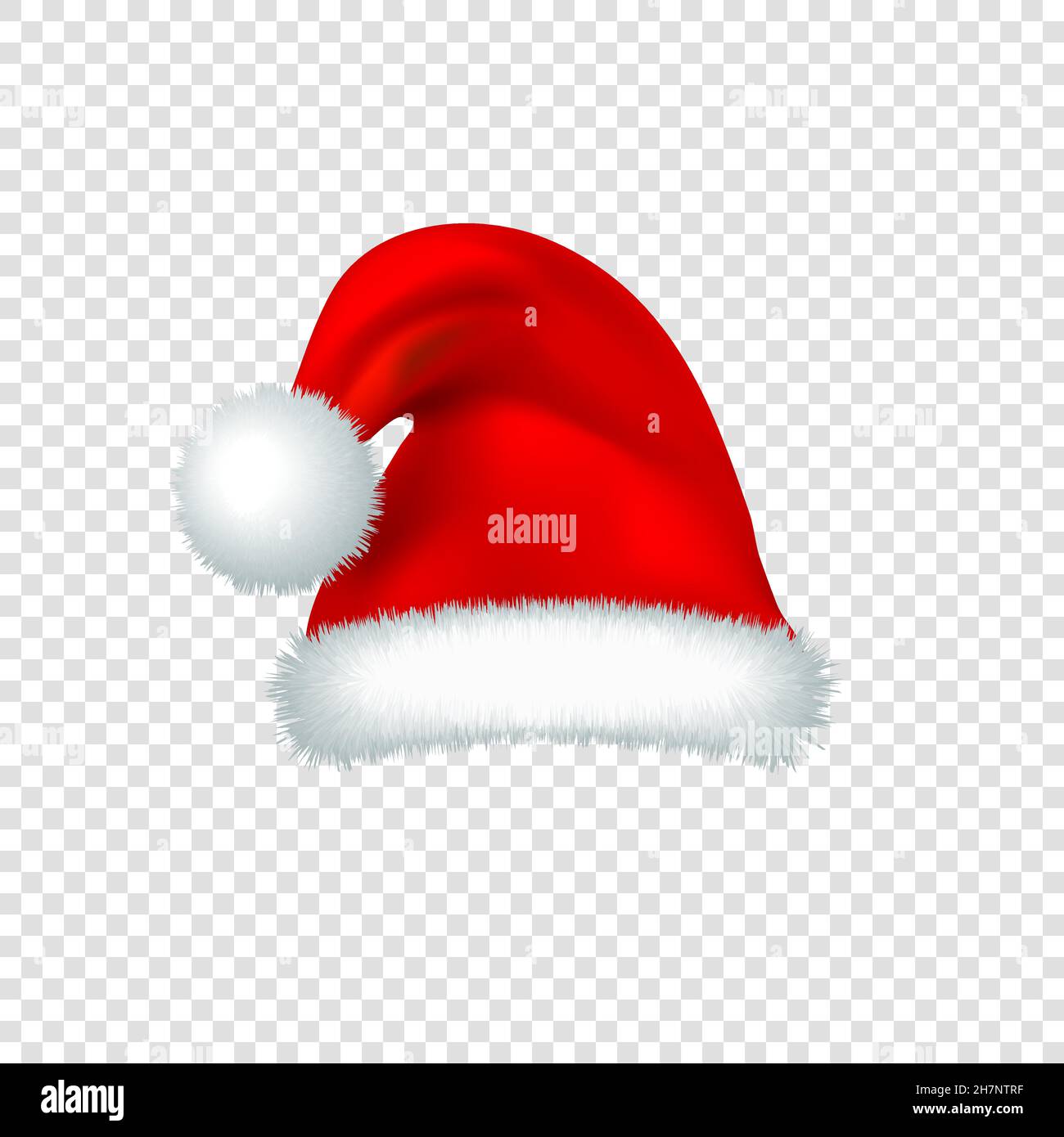 Santa Claus red hat isolated on transparent background. 3D Realistic vector illustration. Stock Vector