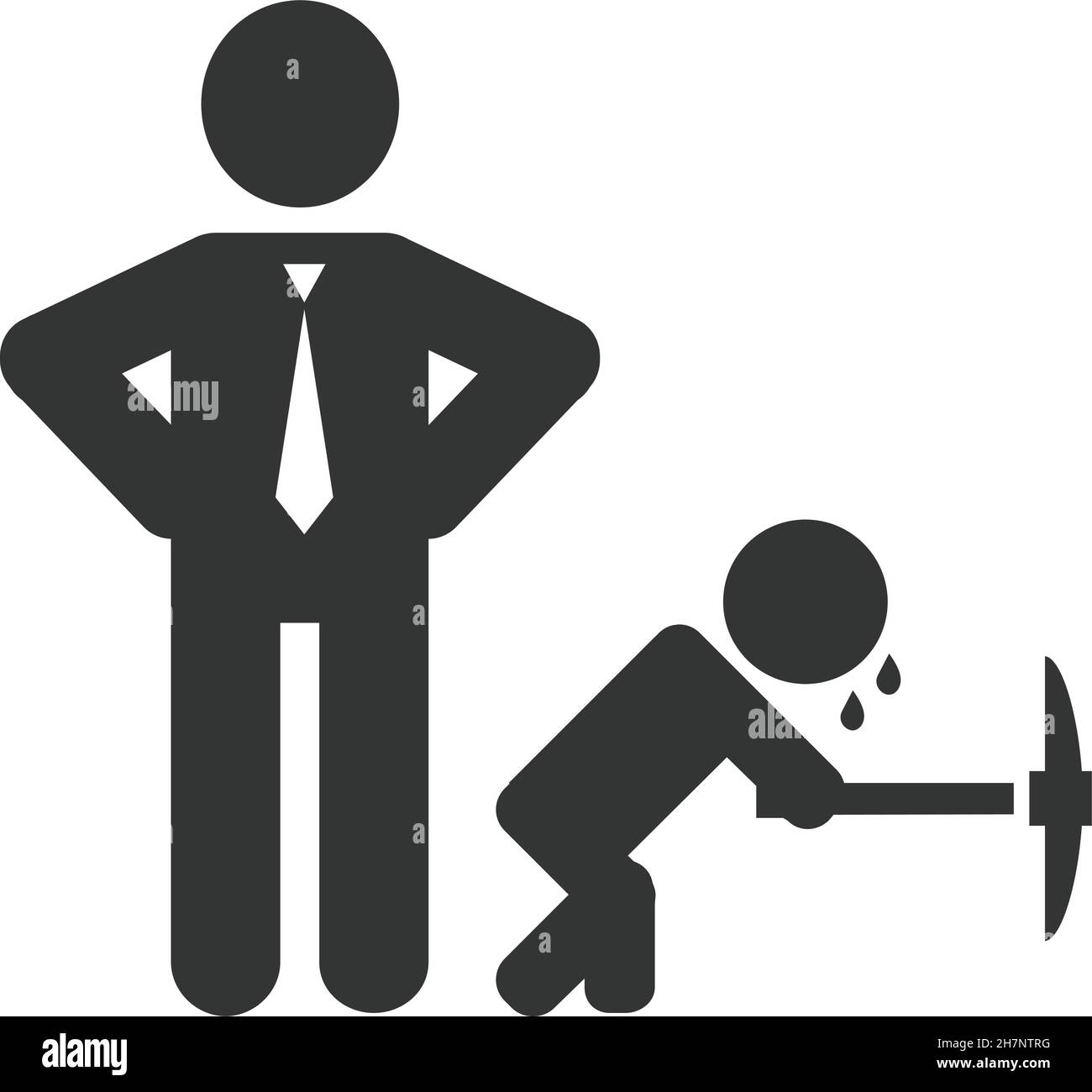 Child labour vector illustration with working kid and businessman. Stock Vector