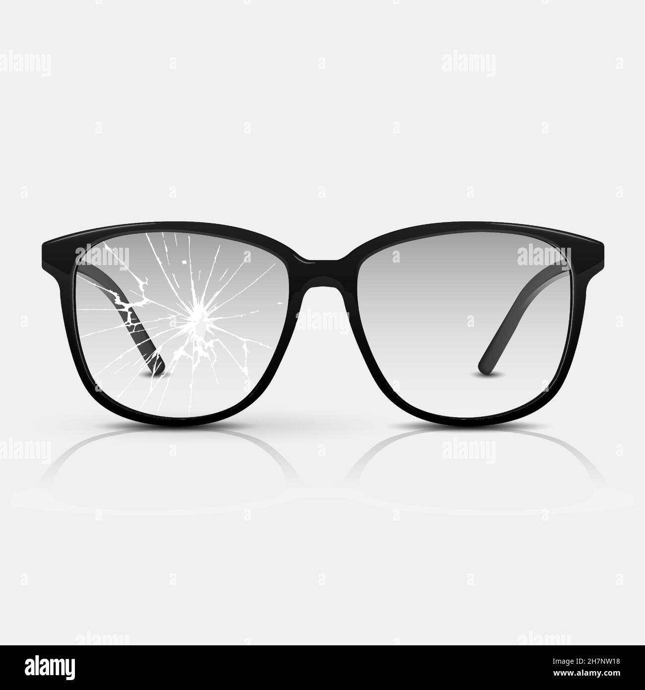 Broken glasses. Vector glasses isolated on white background. Stock Vector