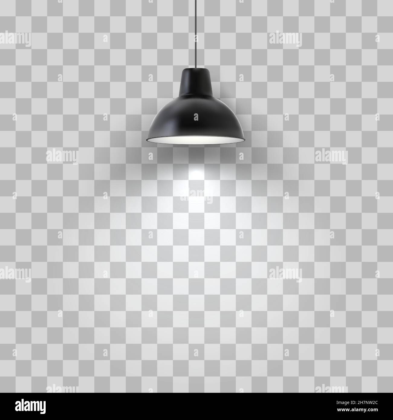 Vector realistic black ceiling lamp isolated on transparent background. Stock Vector