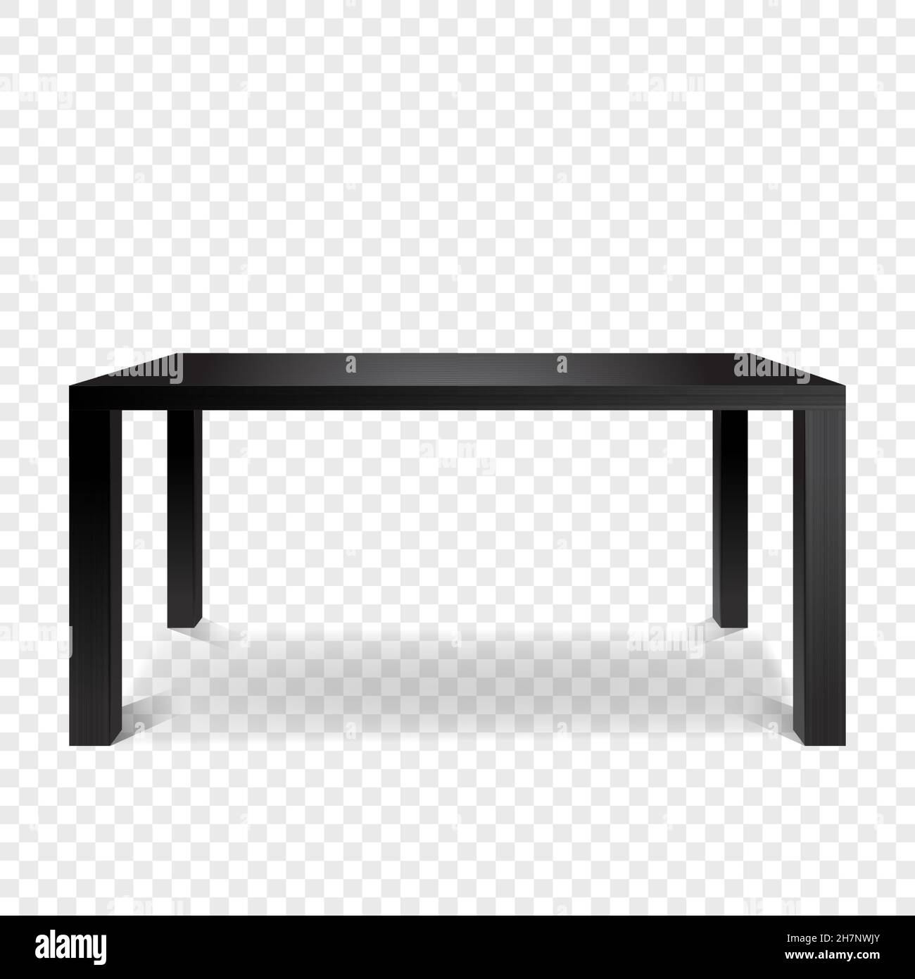 Glossy black table front view. Vector empty table Islated on