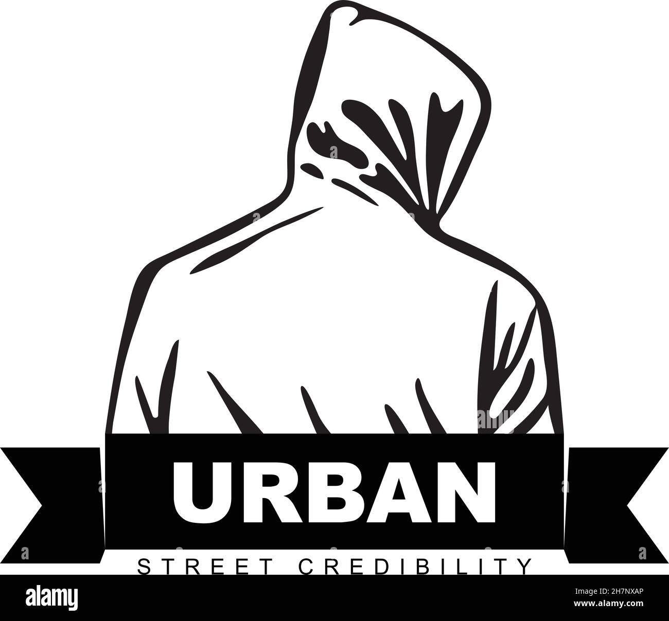 Man in hoodie. Logo design. Urban design. Fight club. Stock Vector