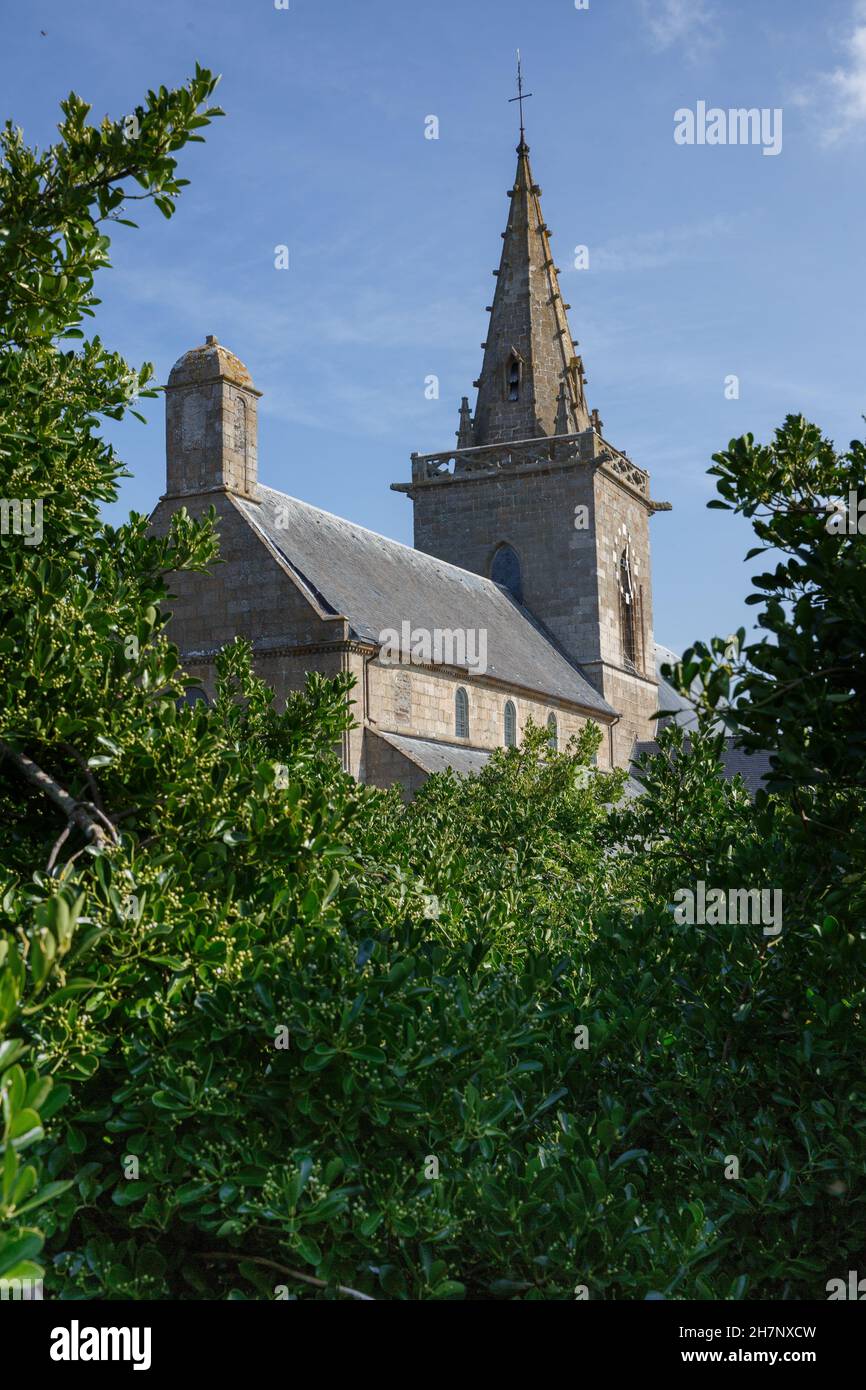 France, Normandy region, Manche department, Mont-Saint-Michel Bay, Granville, uptown, église Notre-Dame du Cap Lihou, church Stock Photo