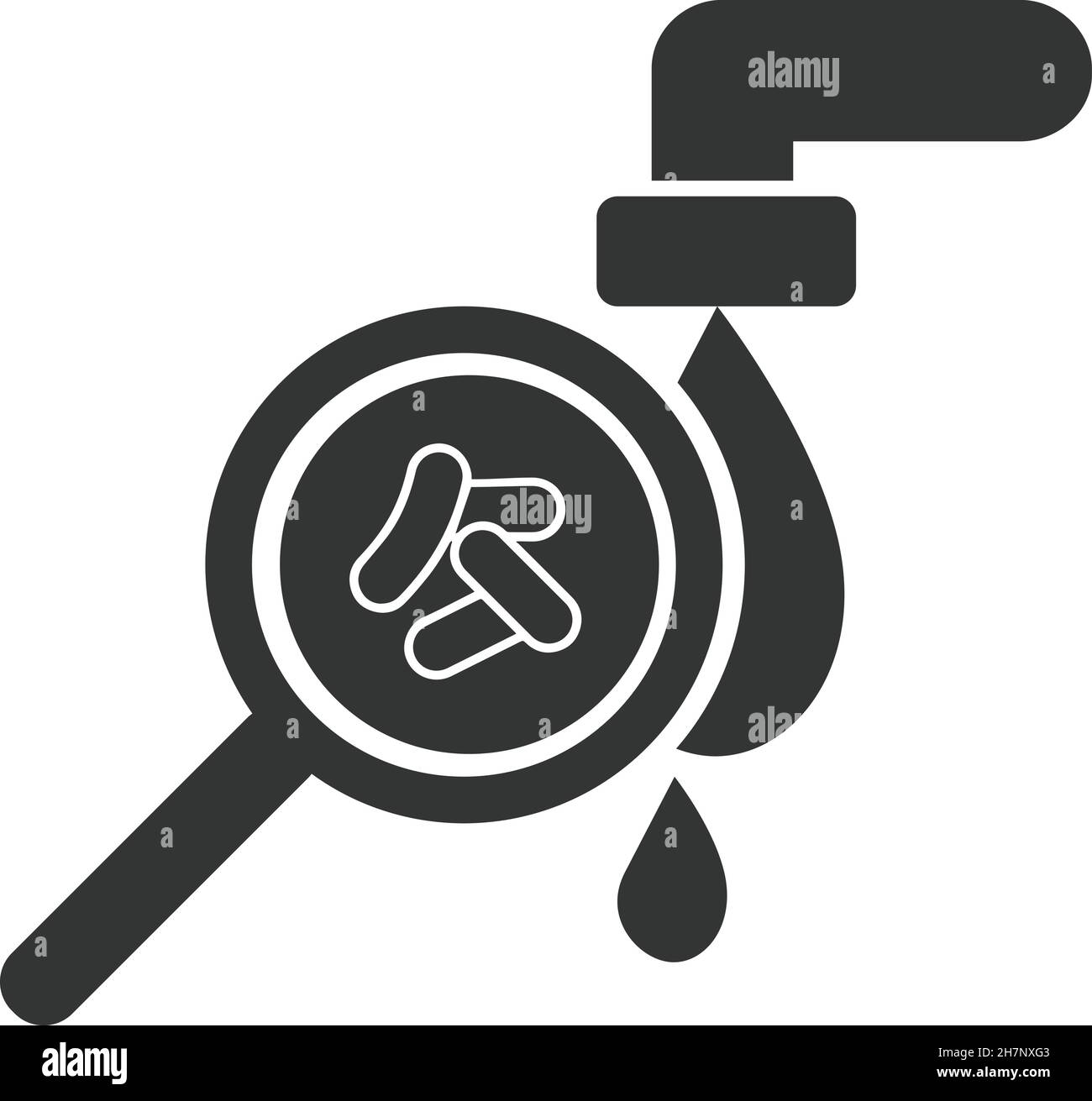 Contaminated water icon vector icon. Bacteria in water. Cholera. Magnifying glass. Cholera Stock Vector