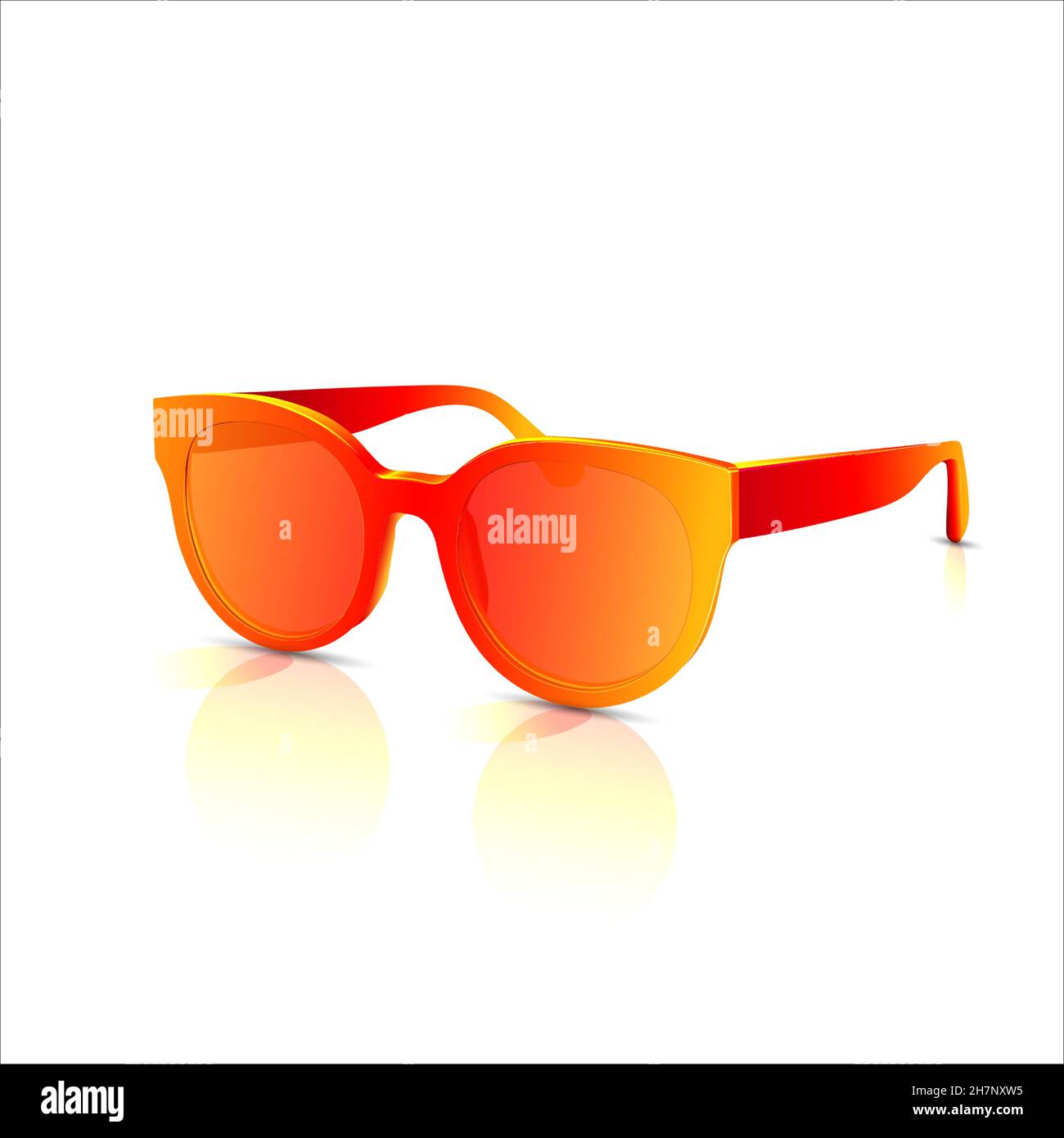 Orange abstract vector sunglasses with colored lenses. Fashion trendy eyewear. Isolated on white background. Stock Vector
