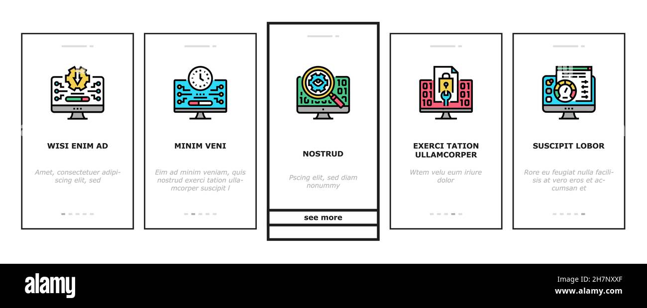 Software Program Development Onboarding Icons Set Vector Stock Vector ...