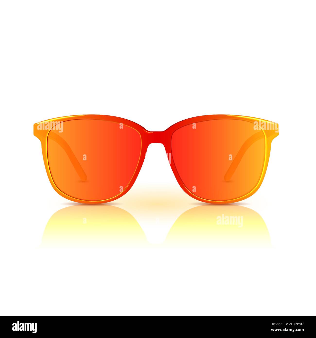 Orange abstract vector sunglasses with colored lenses. Fashion trendy eyewear. Isolated on white background. Front view. Stock Vector