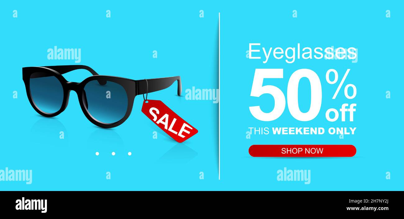 Sunglasses on pastel color background. Discount banner. Sale banner. Modern design. Fashion trendy sunglasses. Stock Vector