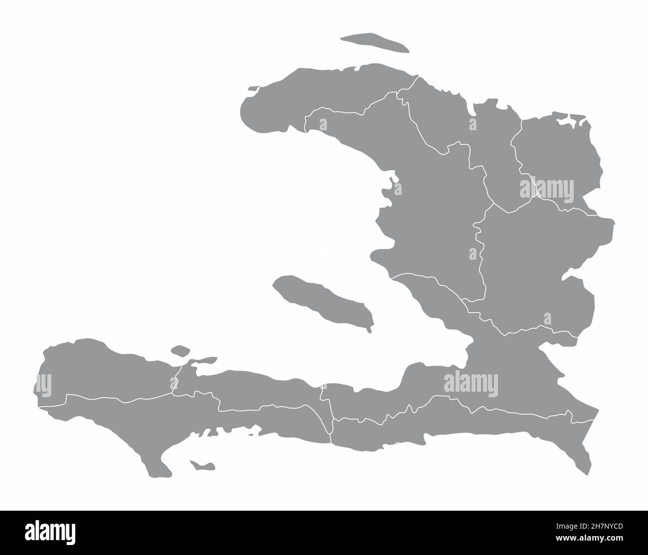 Haiti administrative map isolated on white background Stock Vector