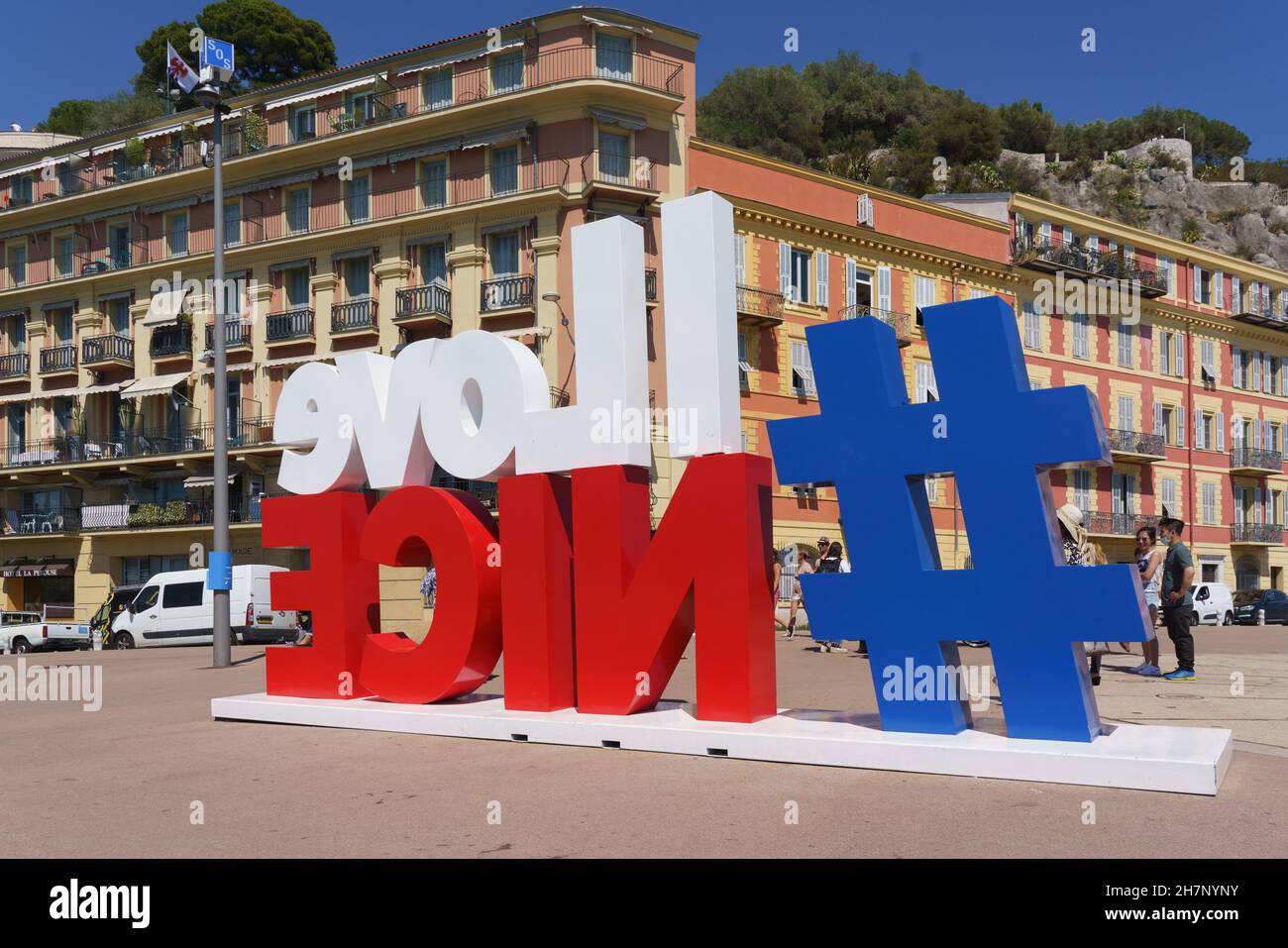 France, Provence-Alpes-Côté d'Azur region - PACA, Alpes-Maritimes, French Riviera, Nice, quai de Lunel, #ILoveNice place Stock Photo