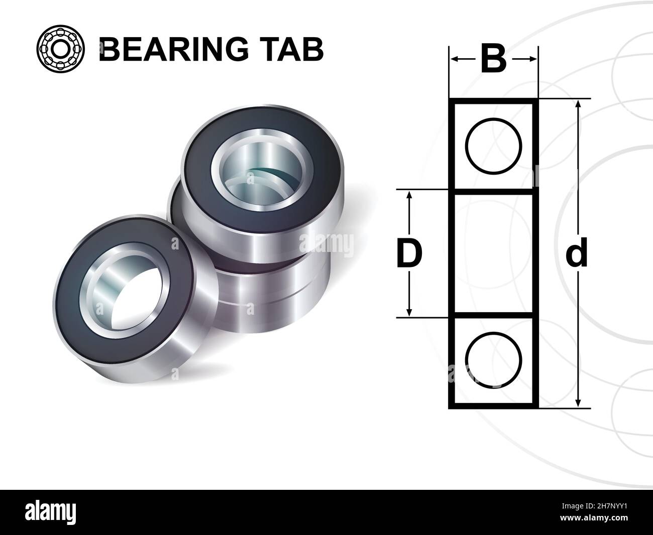 Bearings guide. Bearings on the white background. Vector Ilustration. Stock Vector
