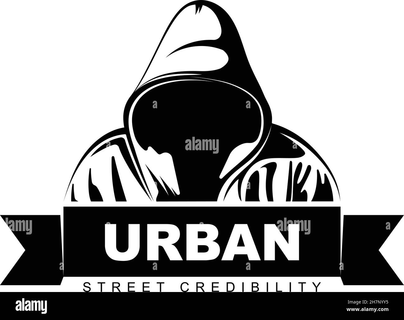 Man in hoodie. Hooded man. Logo design. Urban. Street art. Vector Ilustration. Stock Vector