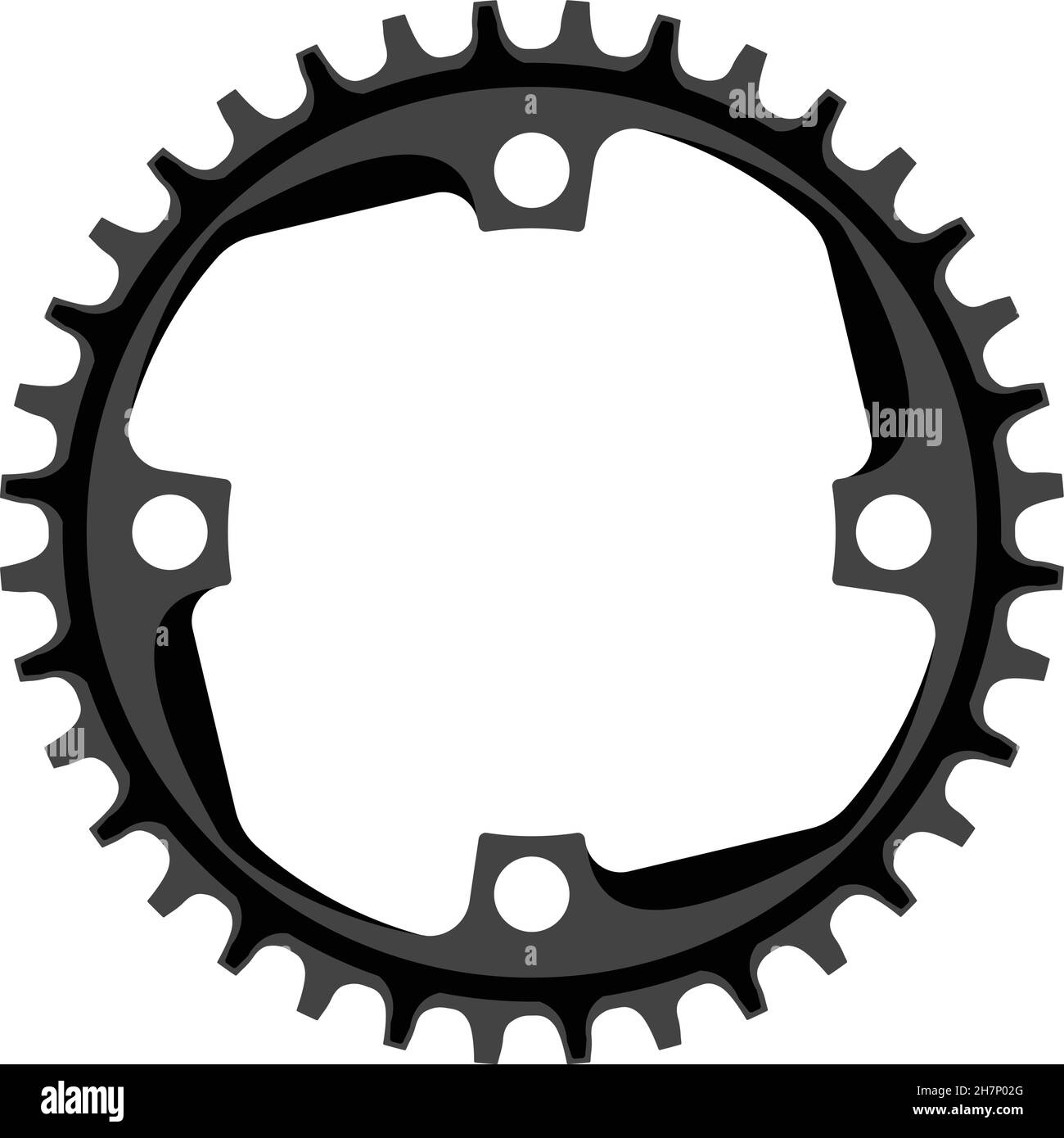 Vector Bicycle chainring 36 tooth isolated. Mtb gear. Stock Vector