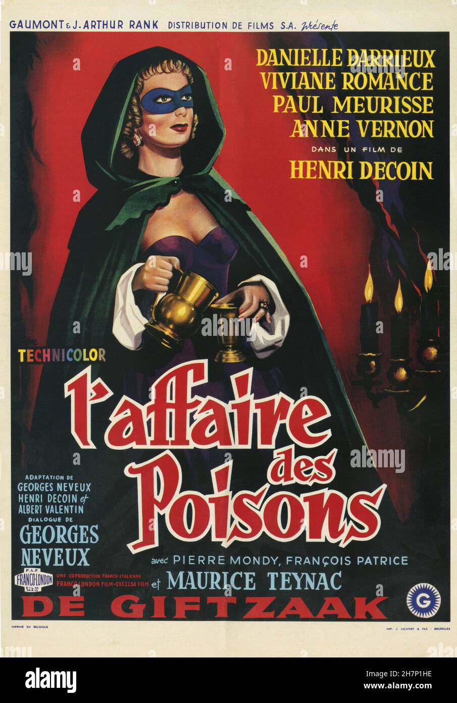 L’Affaire des poisons  Year : 1955 - France  Director : Henri Decoin  Danielle Darrieux, Viviane Romance, Paul Meurisse, Anne Vernon Belgian poster Stock Photo