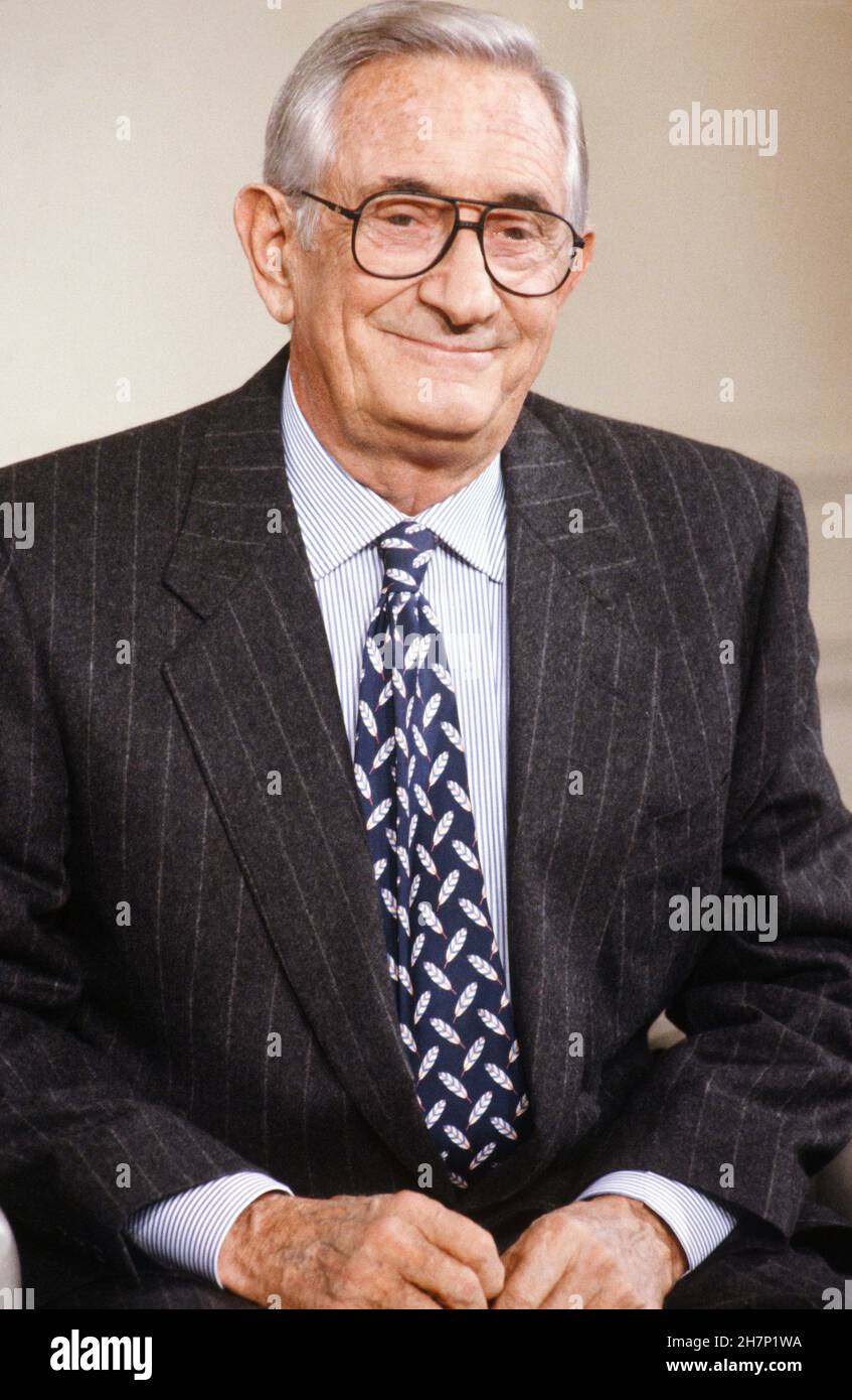 Antoine Riboud, businessman and CEO of Danone, guest on the television ...