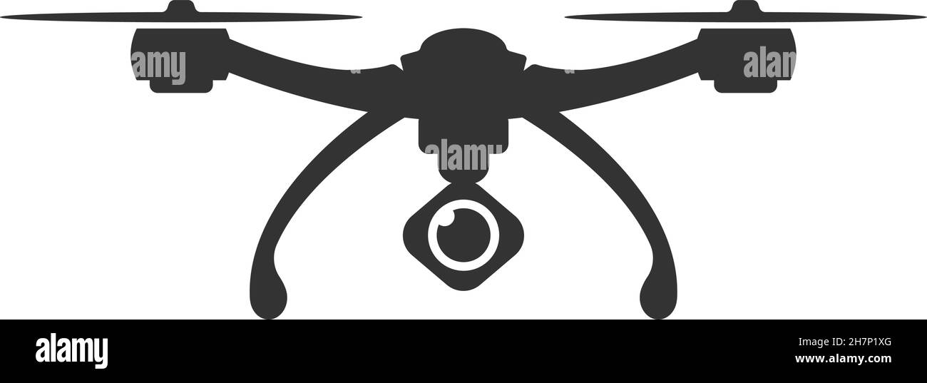Vector drone icon with camera. Quadrocopter isolated on white background. Stock Vector
