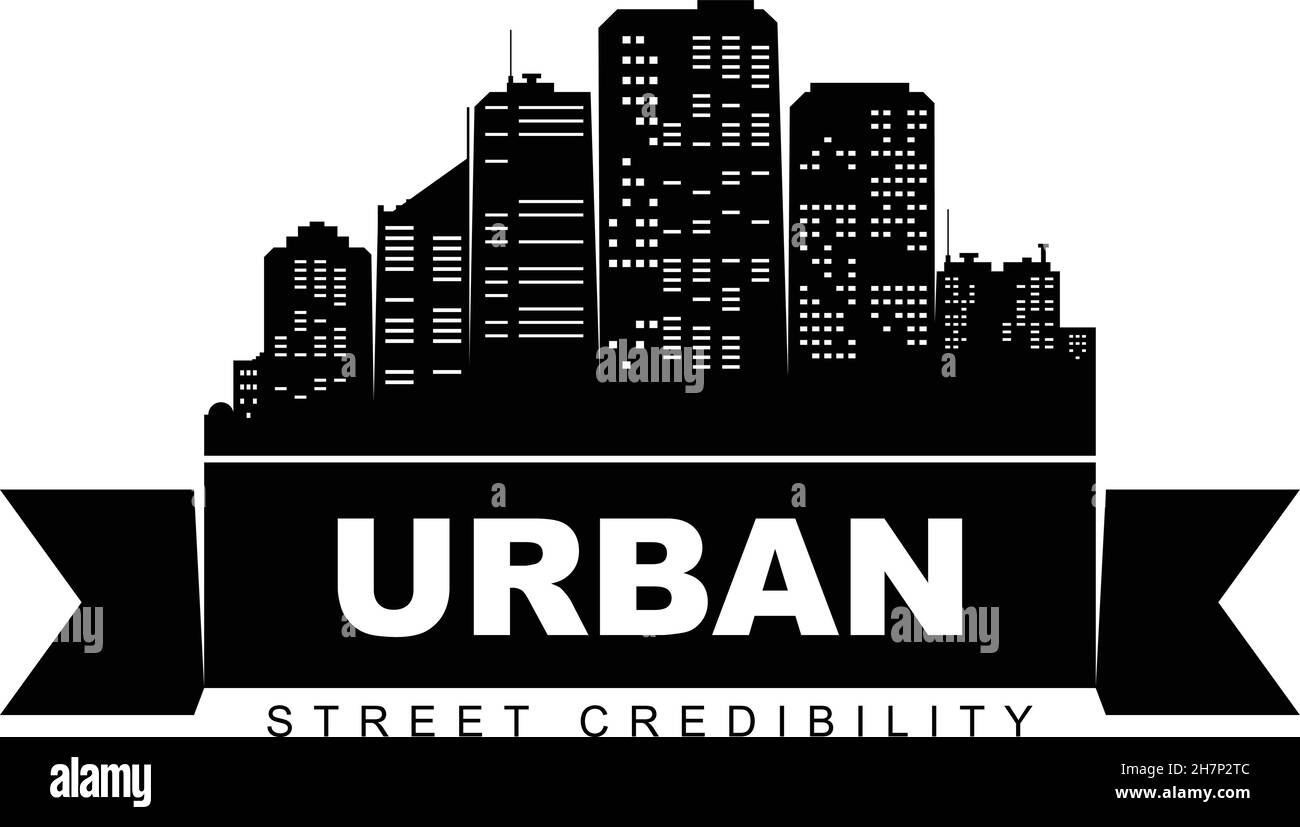 Urban logo template. City skyline silhouette. Vector Stock Vector