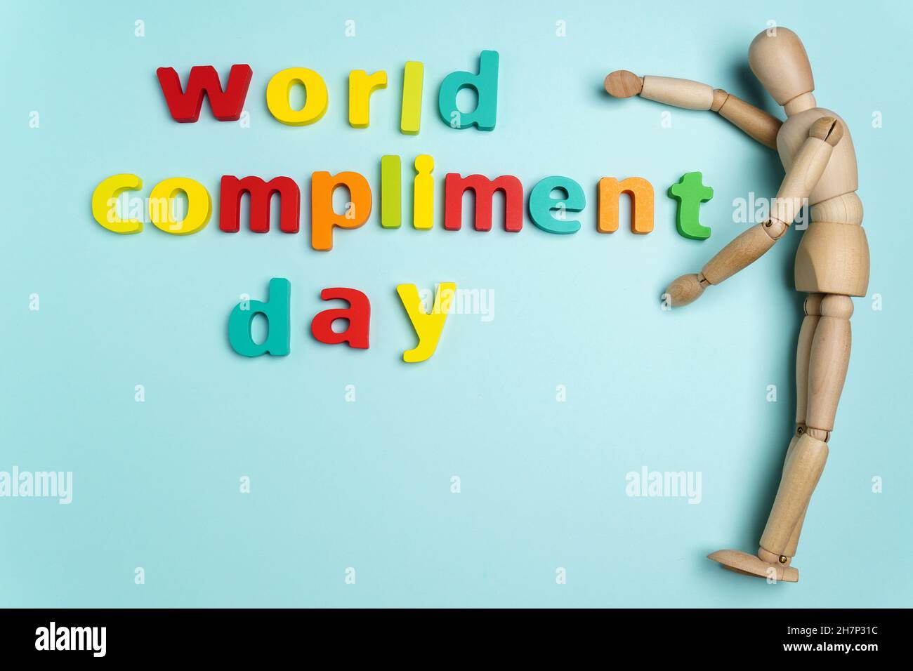 World Compliment Day. Calendar date 1 March. Flat lay, top view Stock Photo