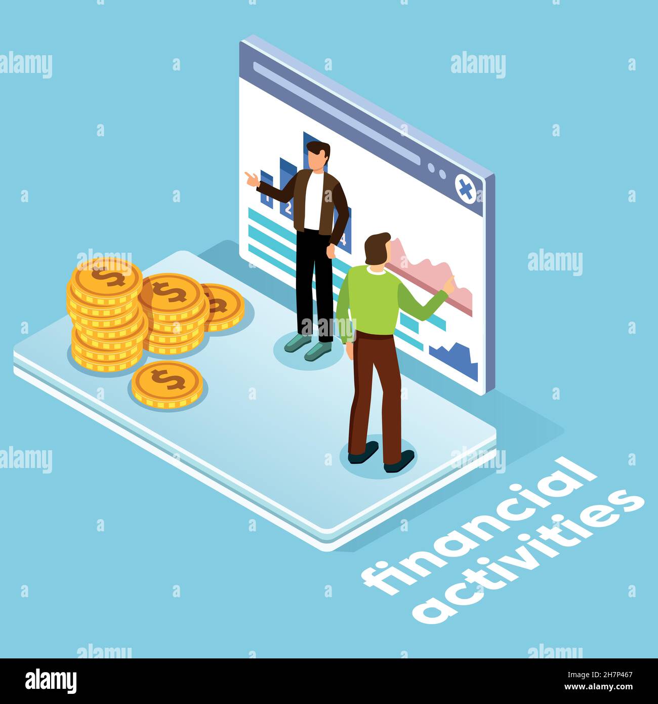 Online shopping. Financial activities. Banking illustration. Vector illustration Stock Vector