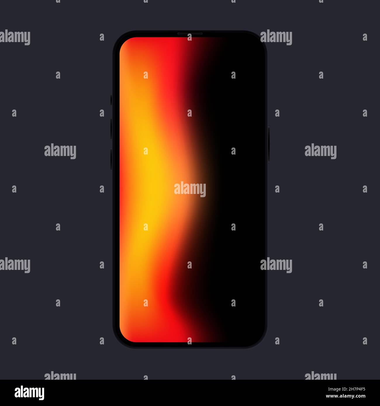 Editable Smartphone Mockup. New Model. Front View. Red Gradient Screen. Vector illustration Stock Vector
