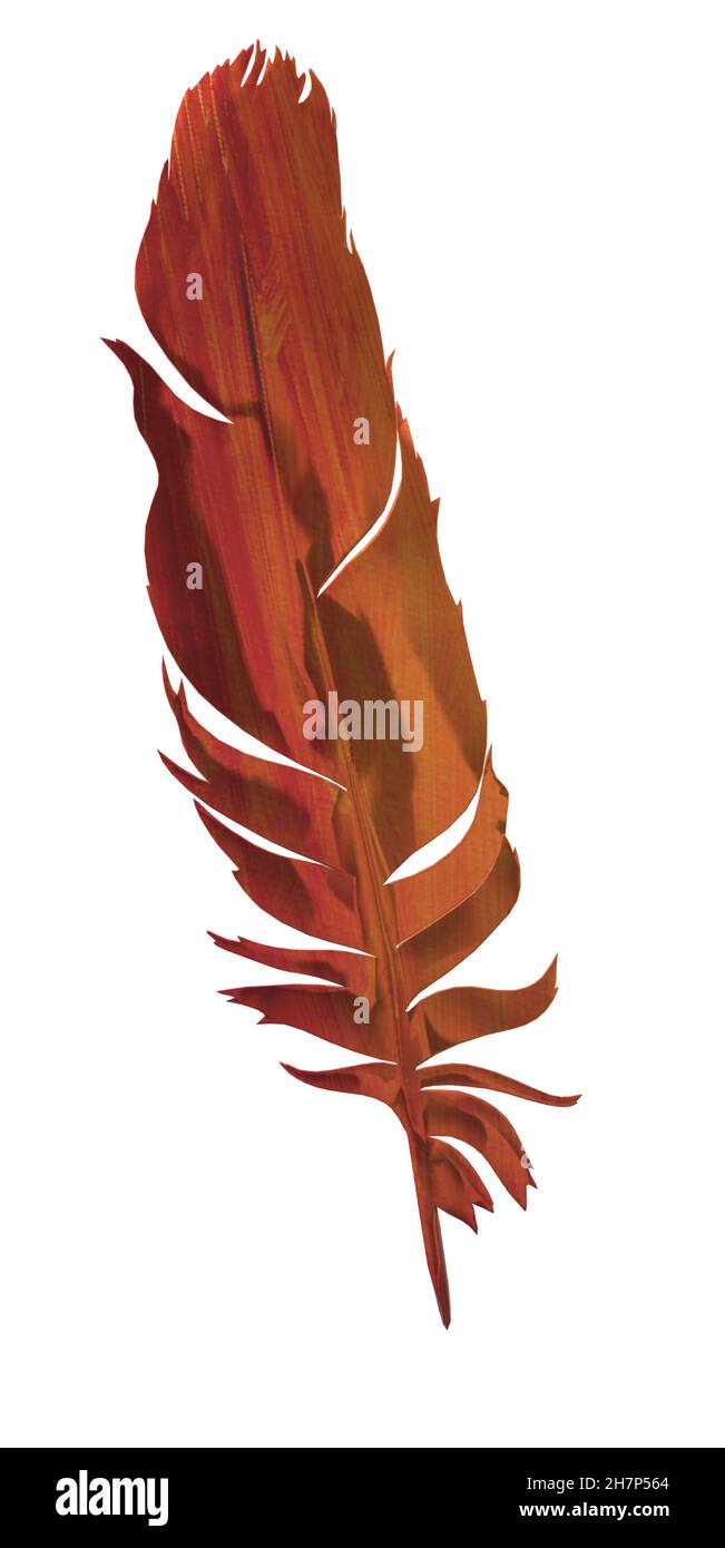 Shiny Metal Red Orange Feather Stock Vector