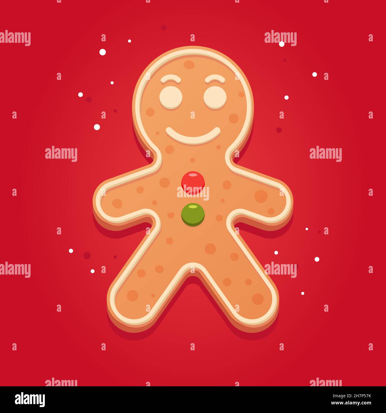 Christmas gingerbread man - sweet gingerbread cookie on red background ...