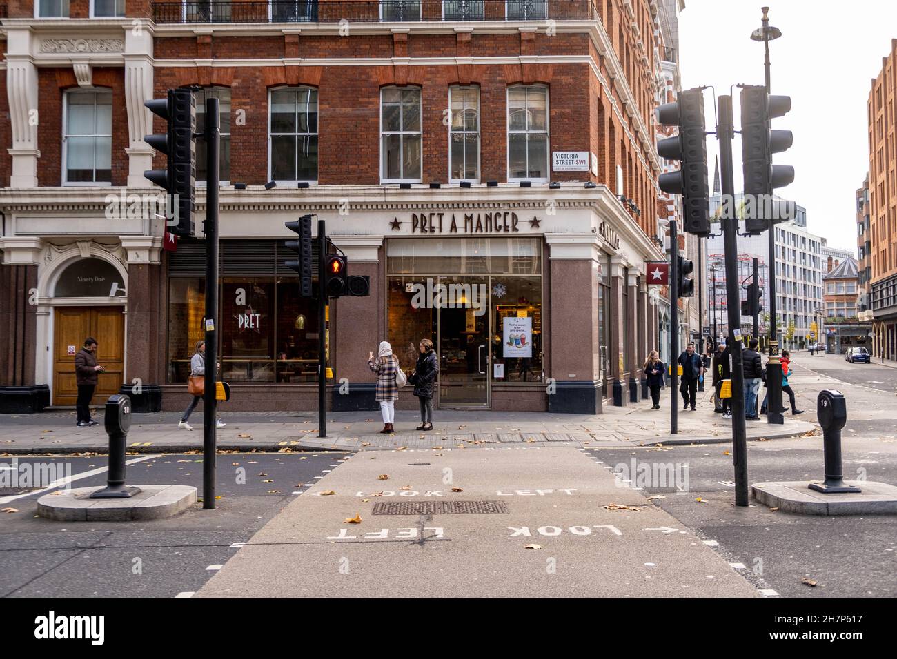 Victoria London England UK, November 21 2021, High Street Branch Of Pret A Manger Coffee Shop