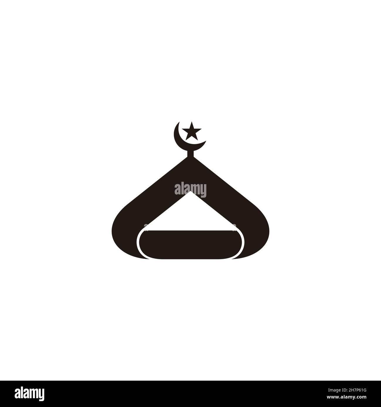abstract mosque dome 3d flat moon star icon vector Stock Vector