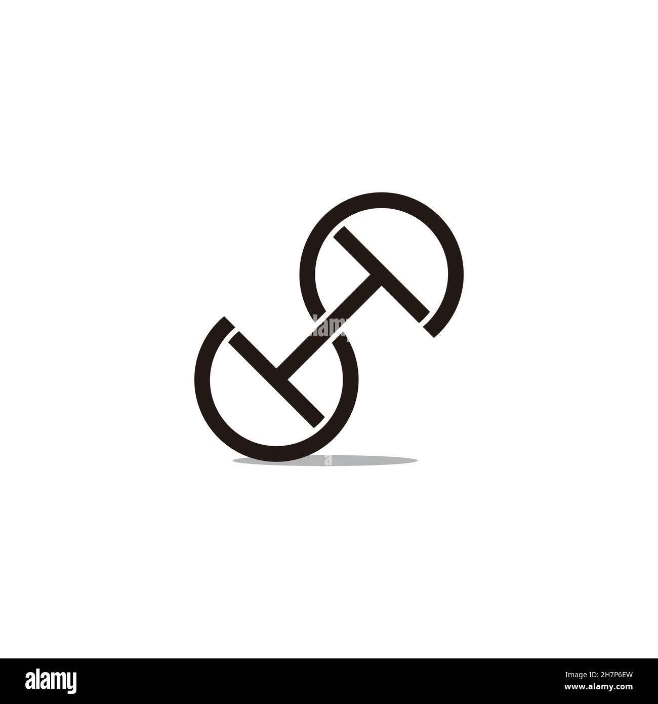 letter sh simple linked geometric linear shadow logo vector Stock Vector