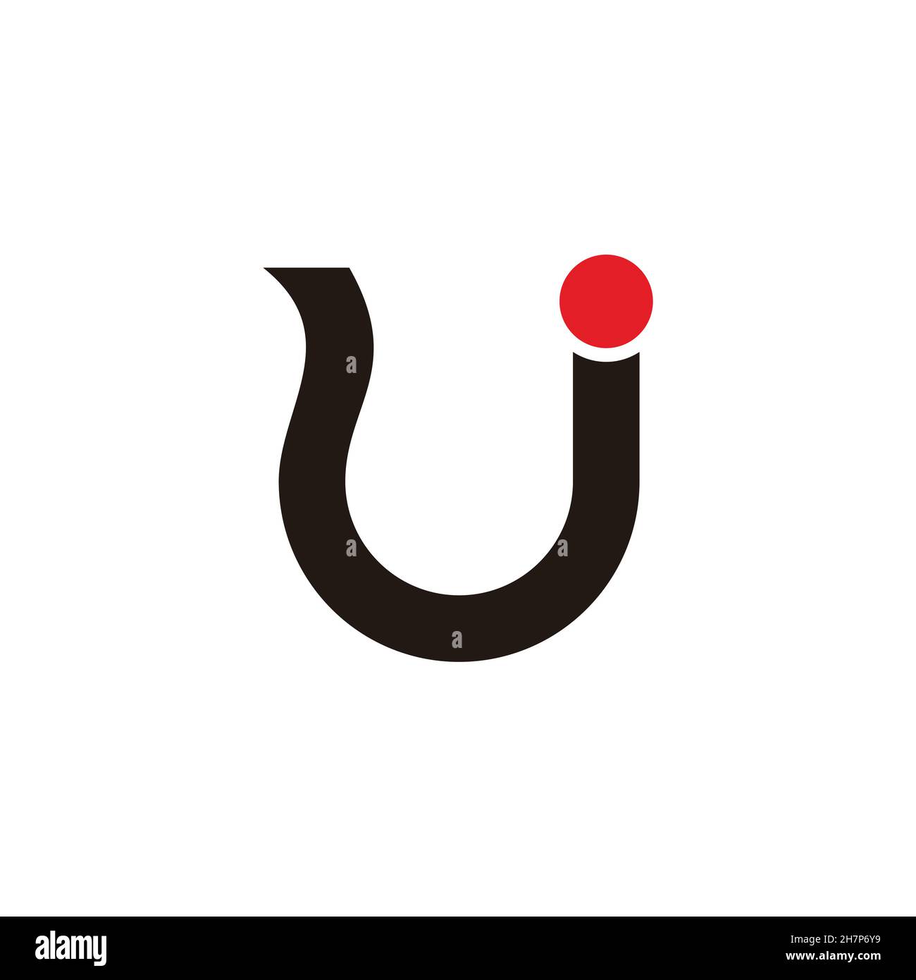 letter u j flat curves ribbon geometric logo vector Stock Vector