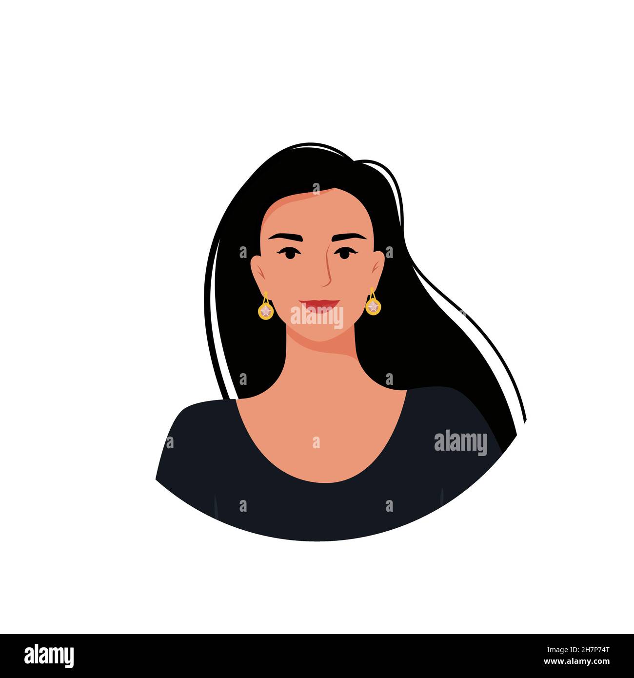 Portrait of an attractive young girl. Vector illustration in flat style Stock Vector