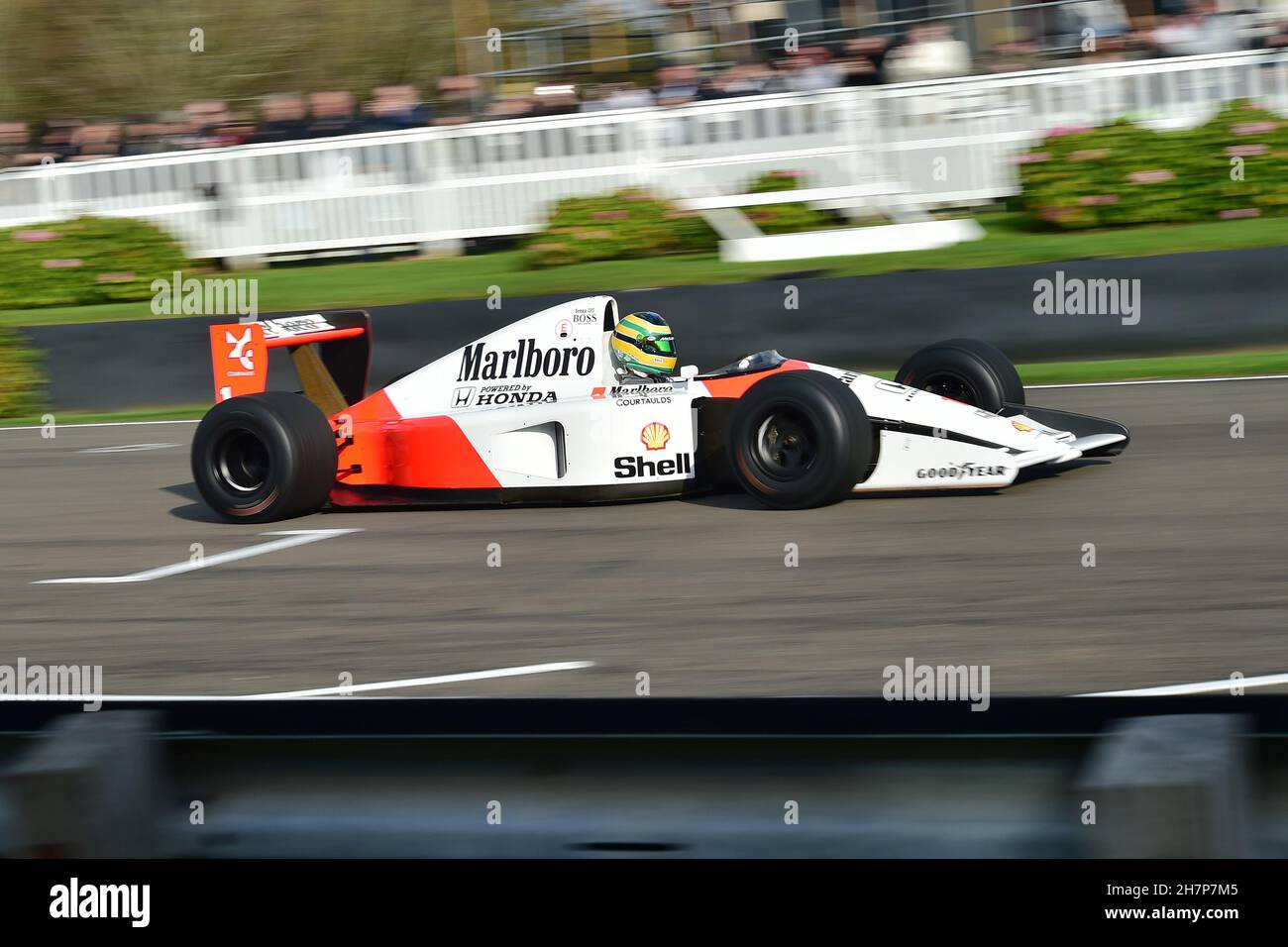 Bruno Senna, takes to the track in his uncle Ayrton Senna's McLaren-Honda  MP4/6, Ayrton in F1, A special demonstration that celebrates the 30 years  si Stock Photo - Alamy
