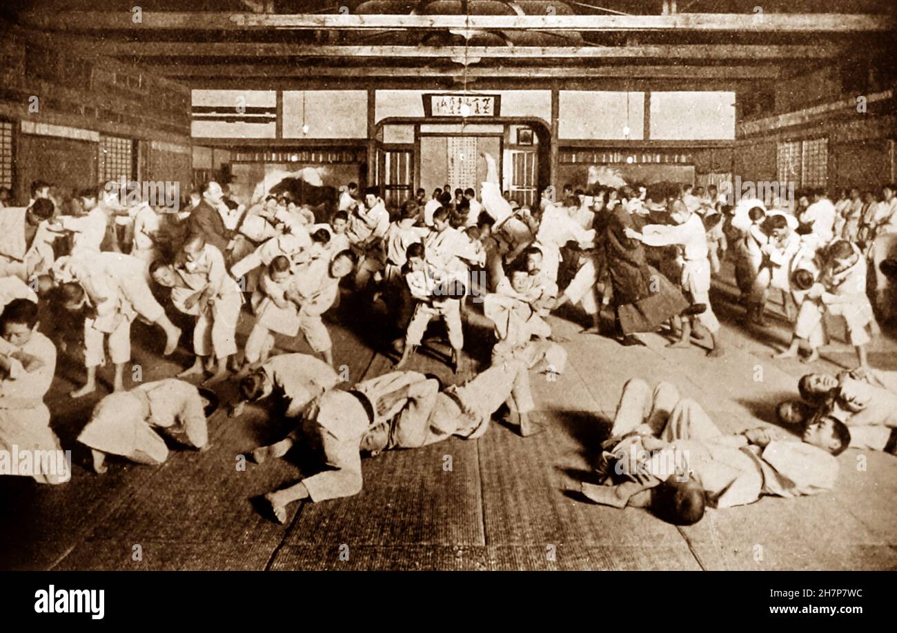 Wrestling School, Japan, early 1900s Stock Photo