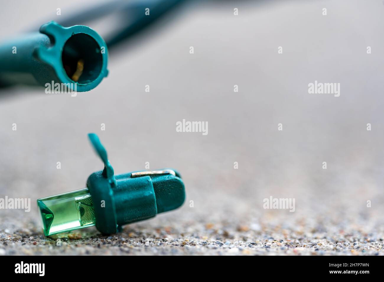 Focus on replacement bulb for a string of Christmas lights to repair a dud Stock Photo Alamy