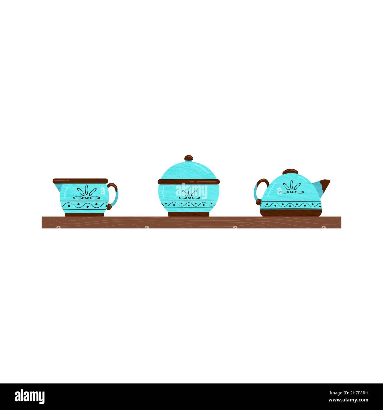 Porcelain tableware. Ceramic kitchen utensils. Vector objects on a white background Stock Vector