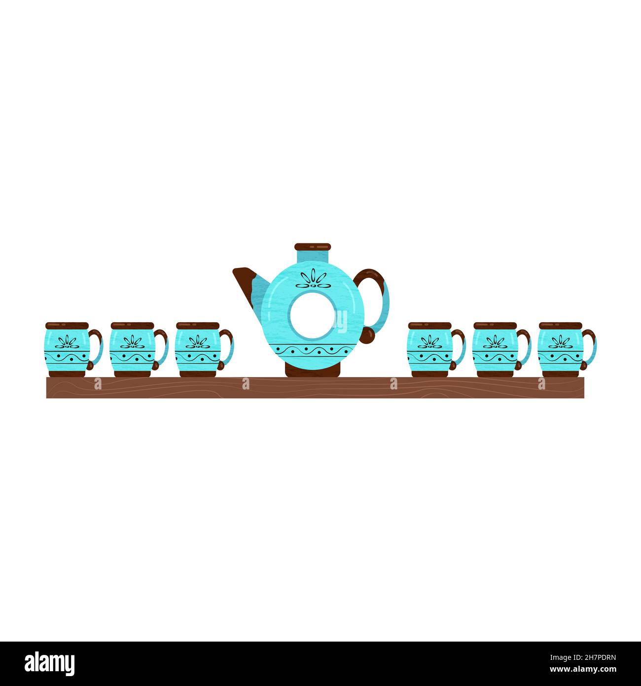 Porcelain tableware. Ceramic kitchen utensils. Vector objects on a white background Stock Vector