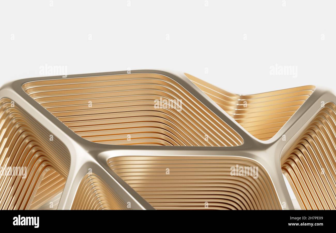 Abstract metal frame with white background, 3d rendering. Computer ...