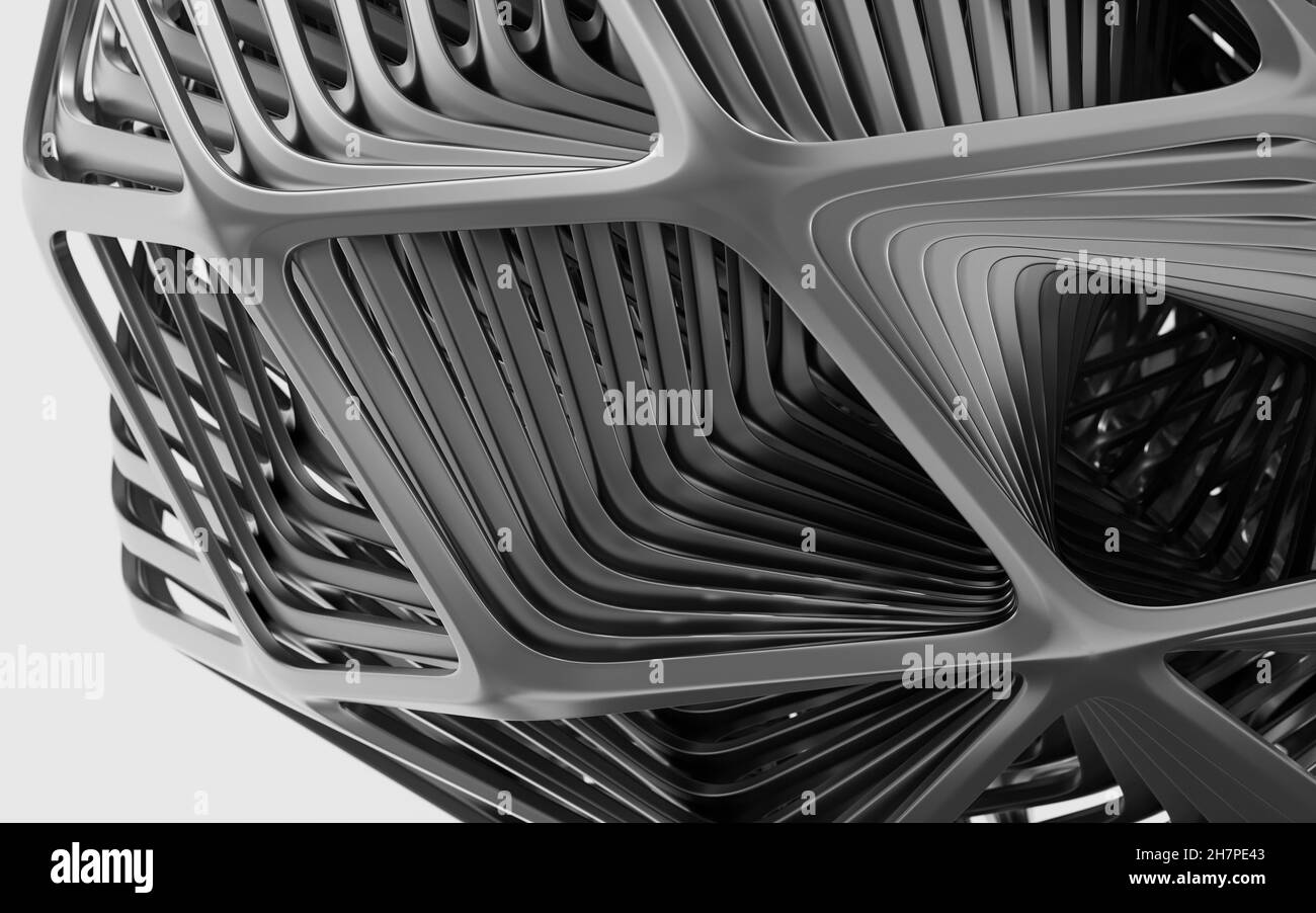 Abstract metal frame with white background, 3d rendering. Computer ...