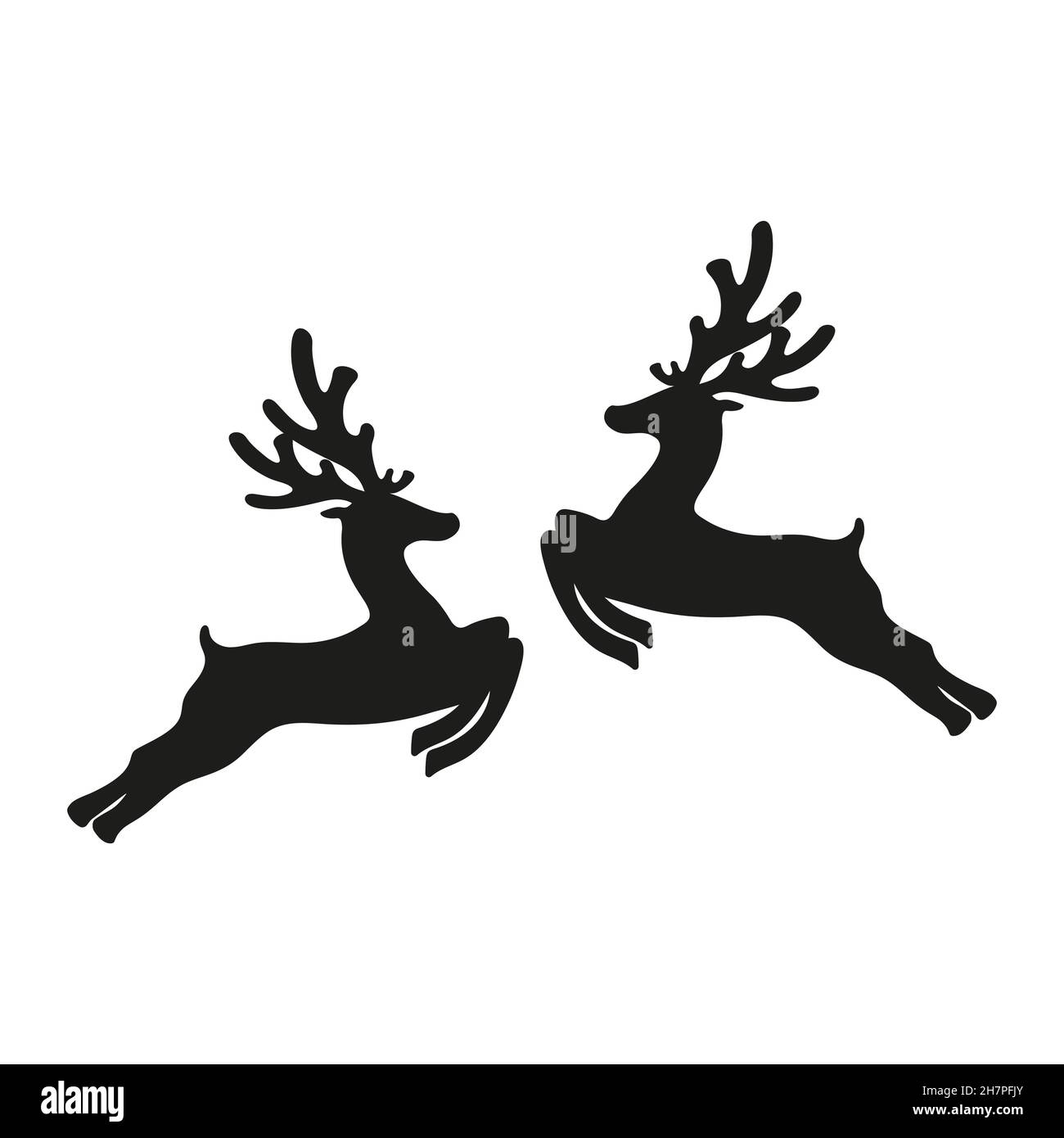 Reindeer silhouette isolated on white background Stock Vector Image