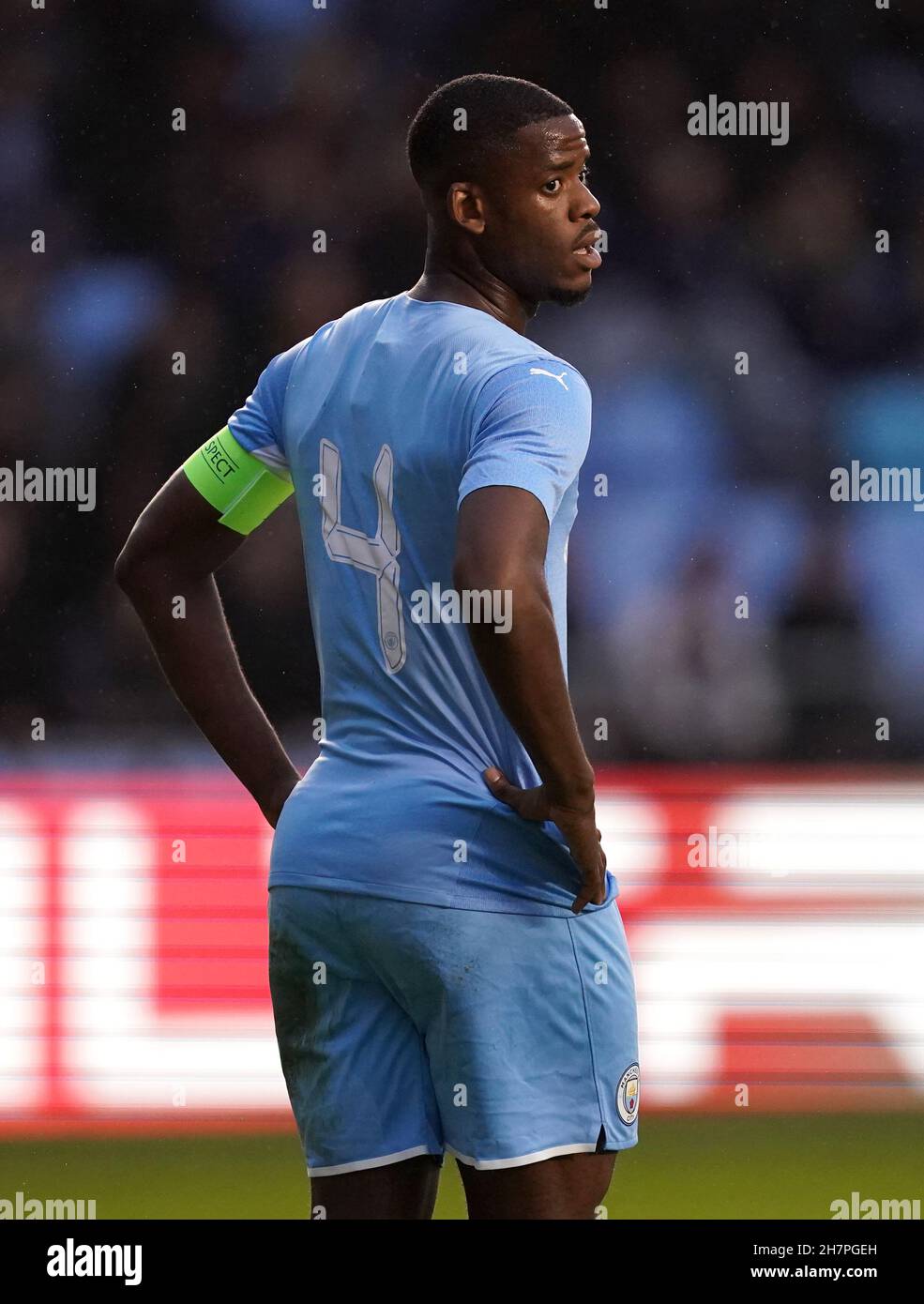 Manchester City's Luke Mbete-Tabu during the UEFA Youth League, Group A match at the Manchester City Academy Stadium, Manchester. Picture date: Wednesday November 24, 2021. Stock Photo