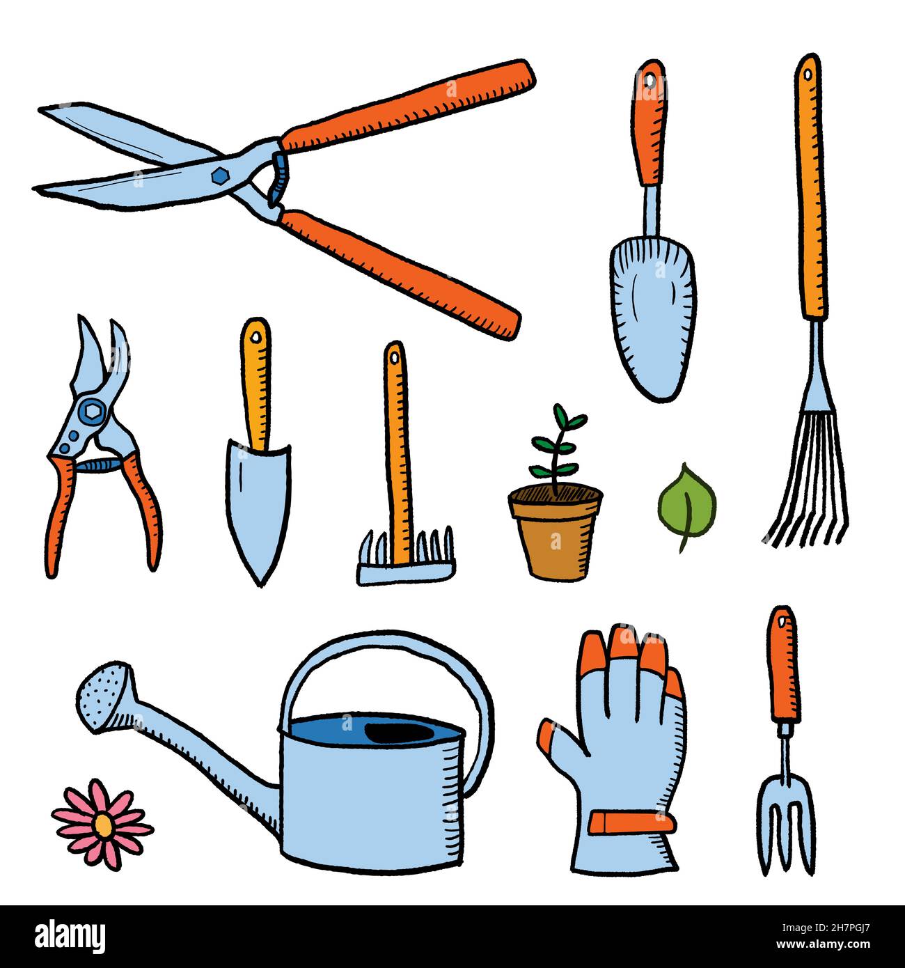 Gardening tools illustration hi-res stock photography and images