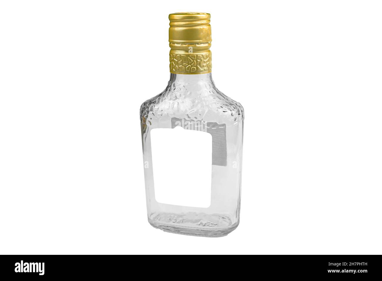 Mockup empty bottle of whiskey, brandy or vodka isolated on a white