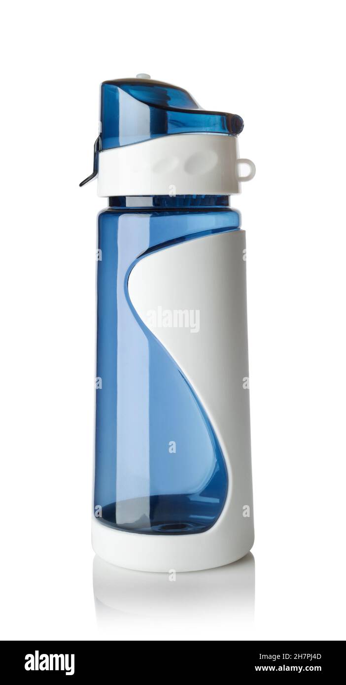 Blue sports plastic water bottle isolated on white Stock Photo Alamy
