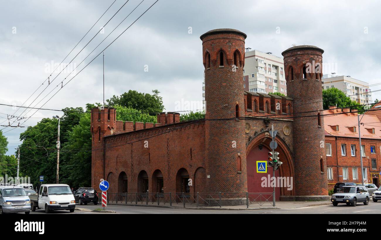 The Sackheim Gate is one of seven surviving city gates in Kaliningrad, Russia, formerly the German city of Königsberg. It is located at the intersecti Stock Photo