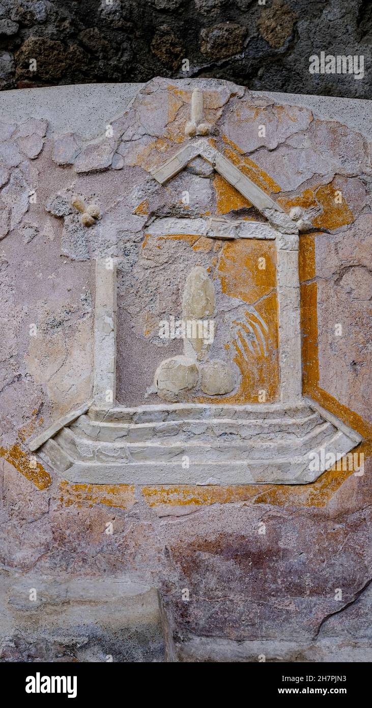 Fascinus Rome Italy, Pompeii - October 2021: Detail of Fascinus, lucky phallus on ...