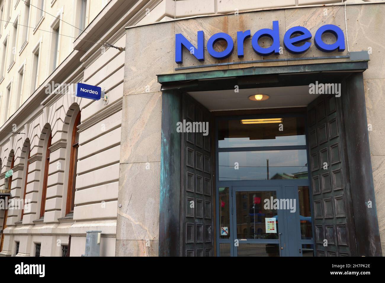 GOTHENBURG, SWEDEN - AUGUST 27, 2018: Nordea Bank branch in Gothenburg, Sweden. Nordea became one of biggest banks in Scandinavia after a merger of mu Stock Photo