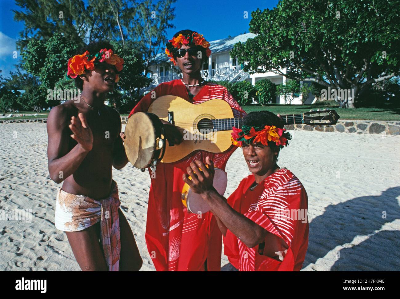 Mauritius. Local beach band. Stock Photo