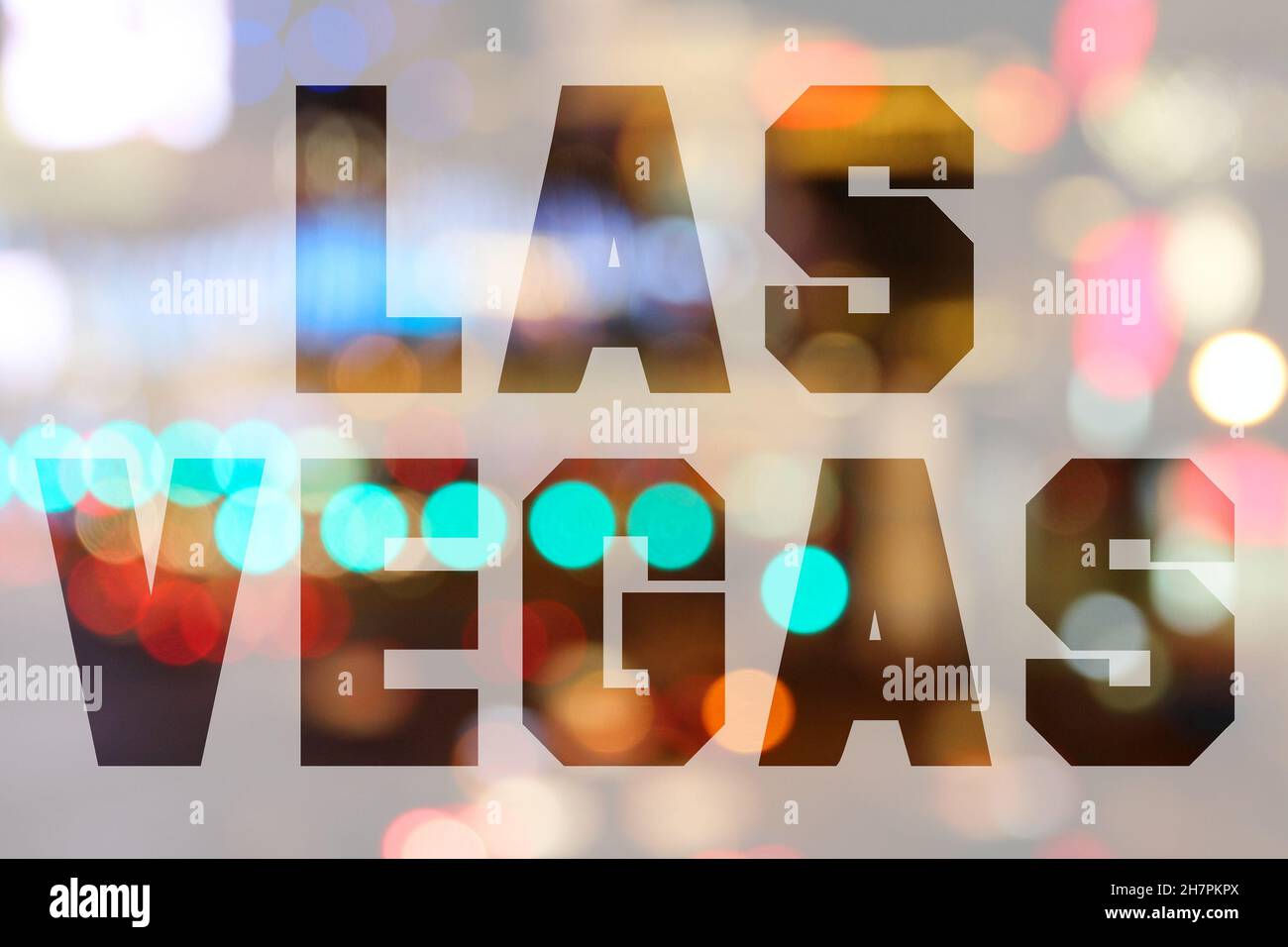 Las Vegas city name text with photo in background Stock Photo Alamy