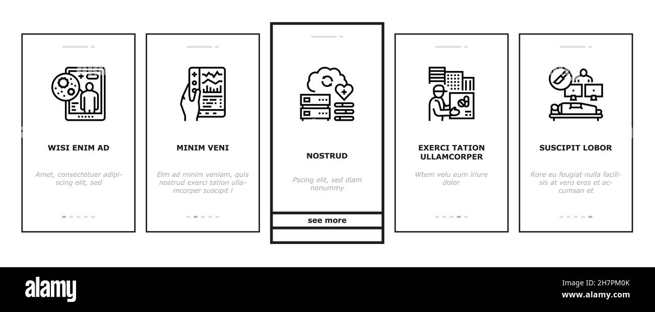 Telehealth Medicine Treatment Onboarding Icons Set Vector Stock Vector